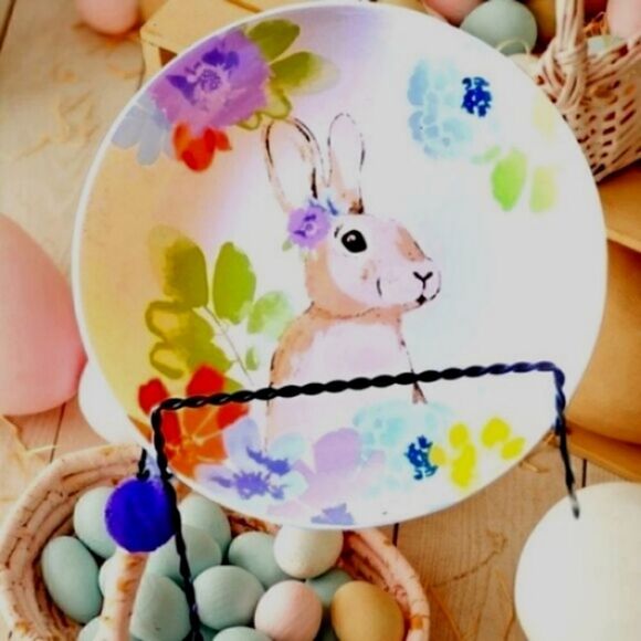 EASTER BUNNY" SERVING TRAY & TWO PLATES SET HOME "GARDEN NEW! 14"x8.5" - Picture 11 of 11